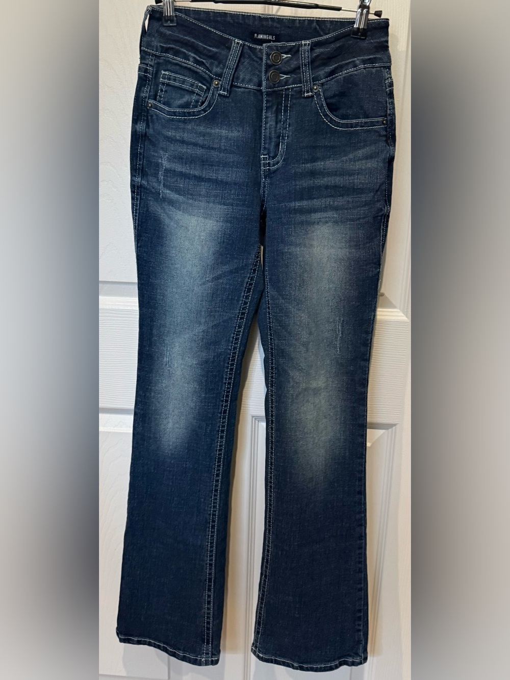 Women’s Dark Wash Flare Jeans — Comfortable Stretch Denim